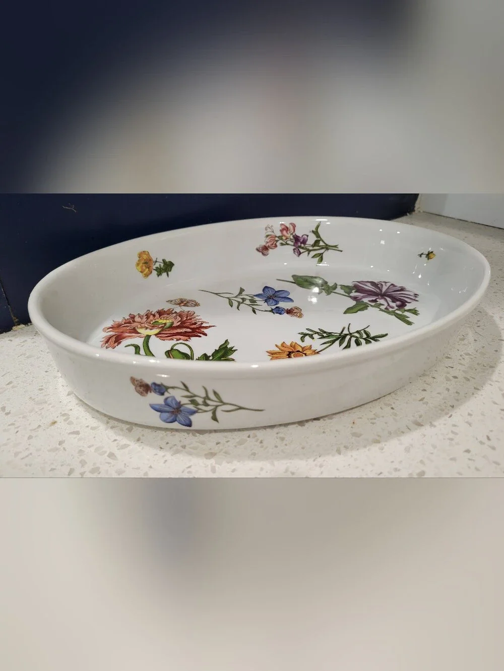 B.I.A. Cordon Bleu Oval Floral Motif Ceramic Baking Dish